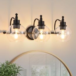 3 Lights Bathroom Vanity Fixture, 22 Inch Bathroom Fixture, Bathroom Lamp Above Mirror With Clear Glass Cover For Living Room And Kitchen, E26 Base