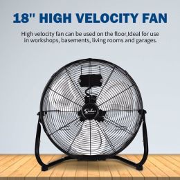 3 Speed High Velocity Heavy Duty Metal Industrial Floor Fan,Black